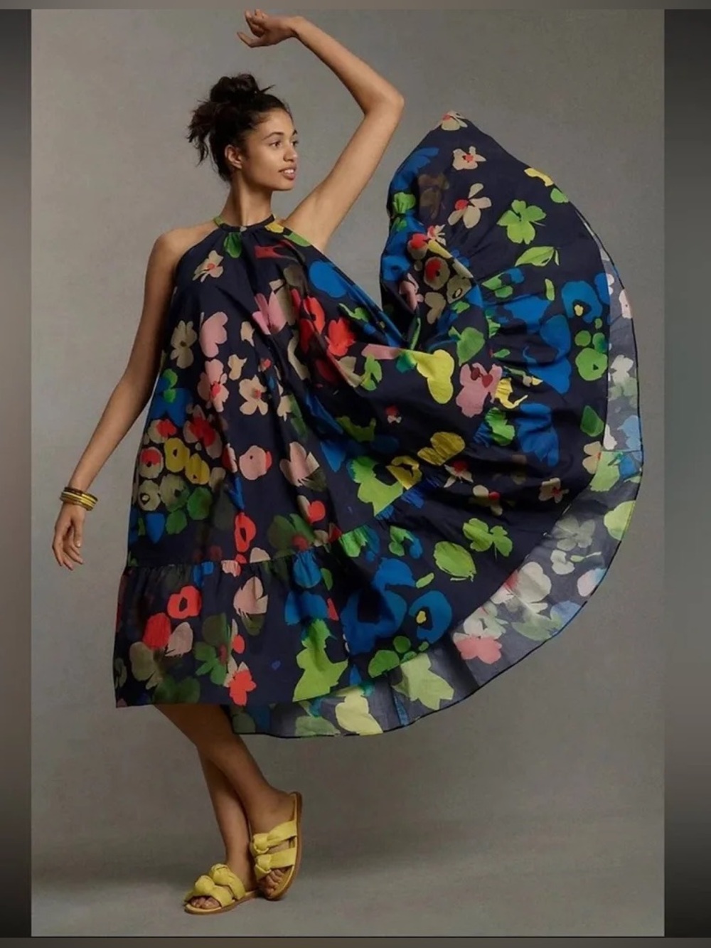 Anthropologie Whit Two Floral Halter Midi Dress